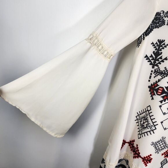 Taylor & Sage Womens Mini Dress Medium Long Bell Sleeve Tribal Print Aztec Tunic - Picture 6 of 11